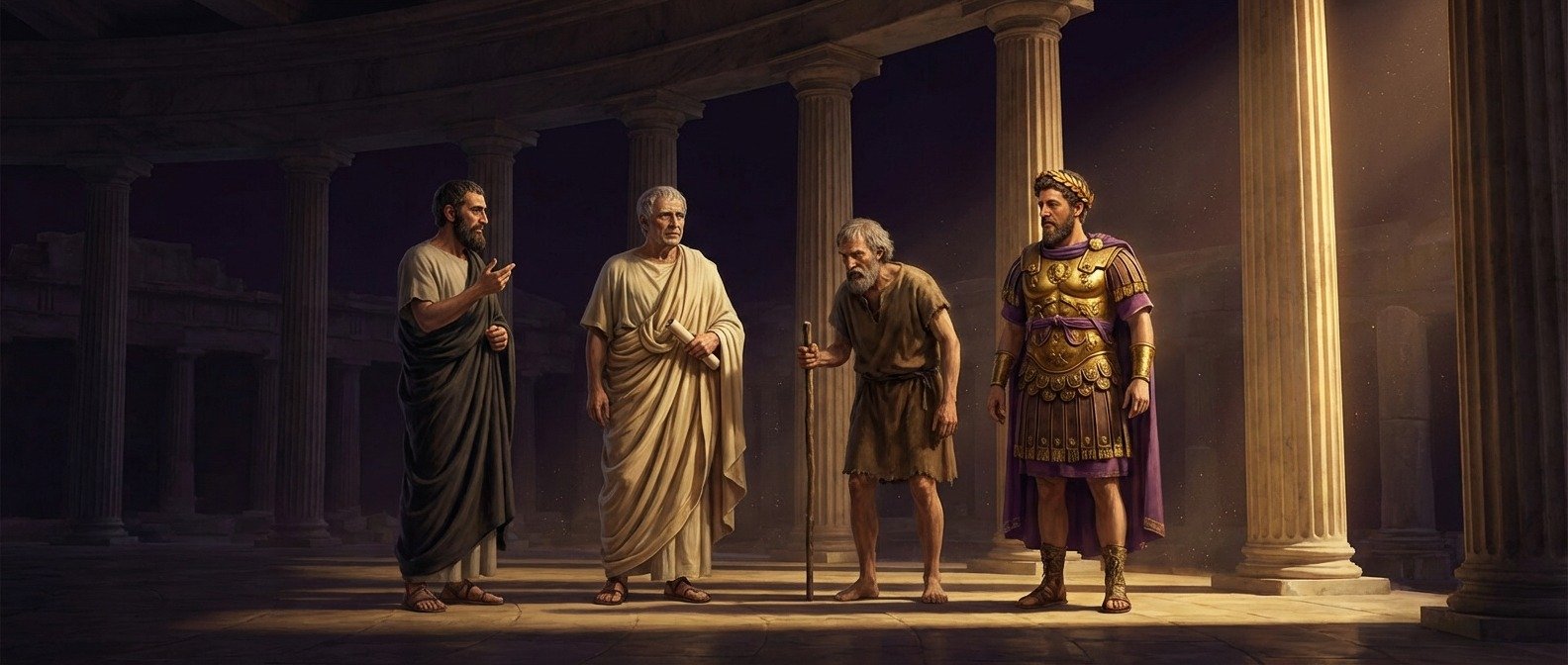 Los grandes fil&oacute;sofos estoicos: Zen&oacute;n, S&eacute;neca, Epicteto y Marco Aurelio