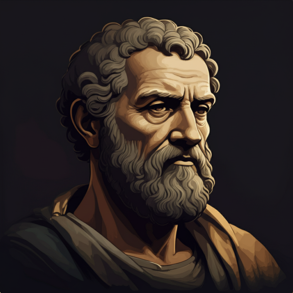 Zen&oacute;n de Citio, fundador del estoicismo, ense&ntilde;ando en la Stoa Poikil&eacute; de Atenas